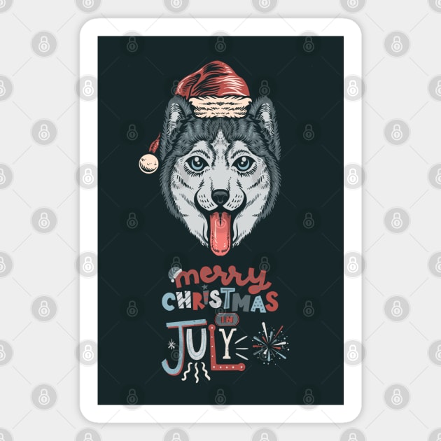 Christmas In July-Christmas Husky Magnet by Myartstor 